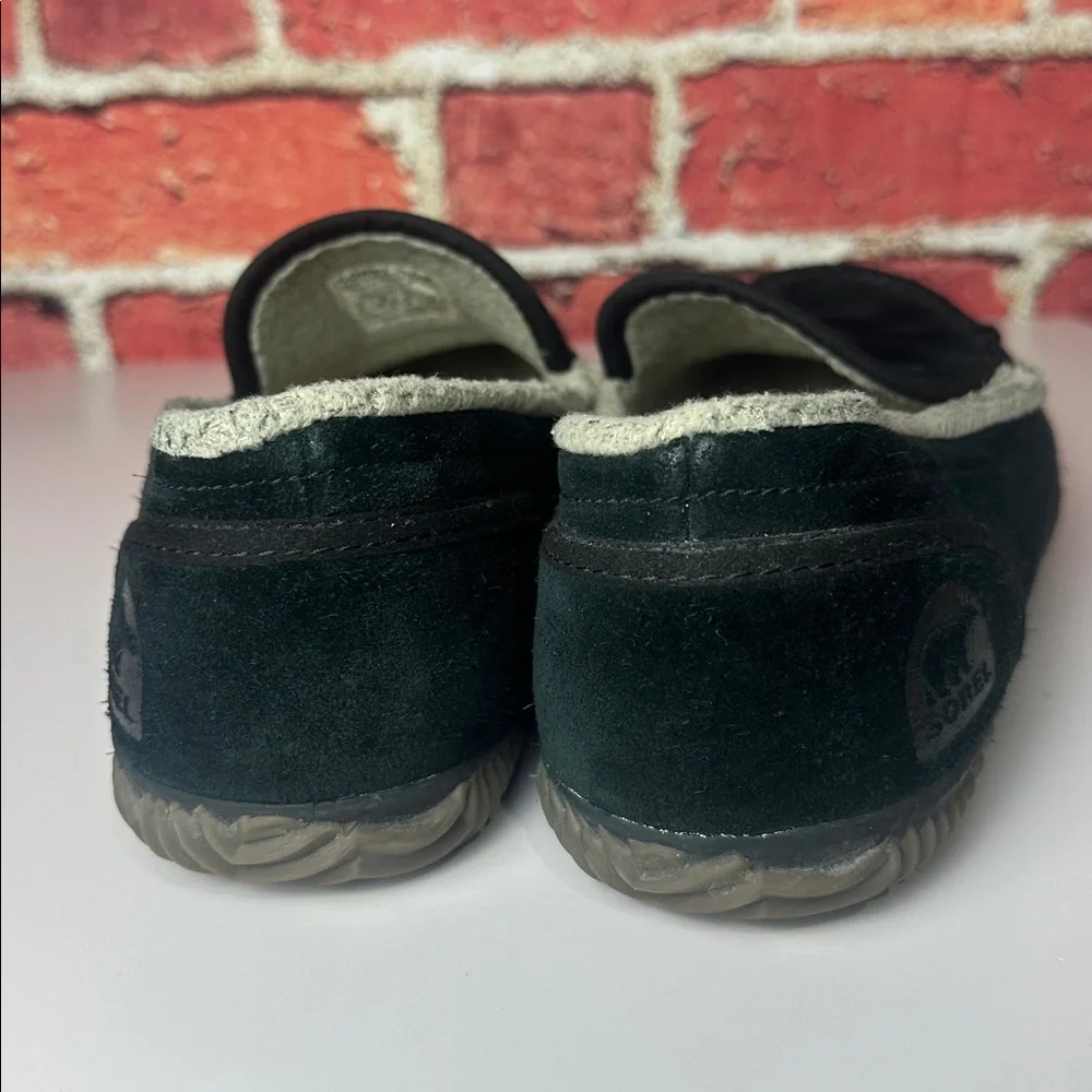 Sorel Men’s Slip-On Shoes Size 10 Black Suede Sherpa Lined Comfort Loafers